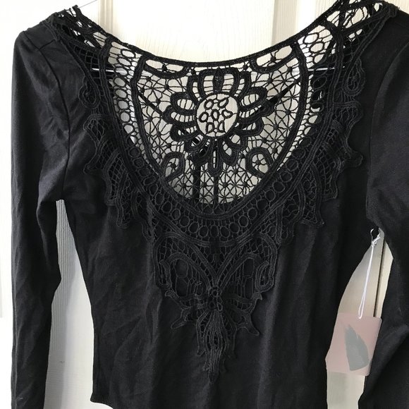 Forever 21 Crochet Front, Open Back Body Suit - Picture 4 of 5